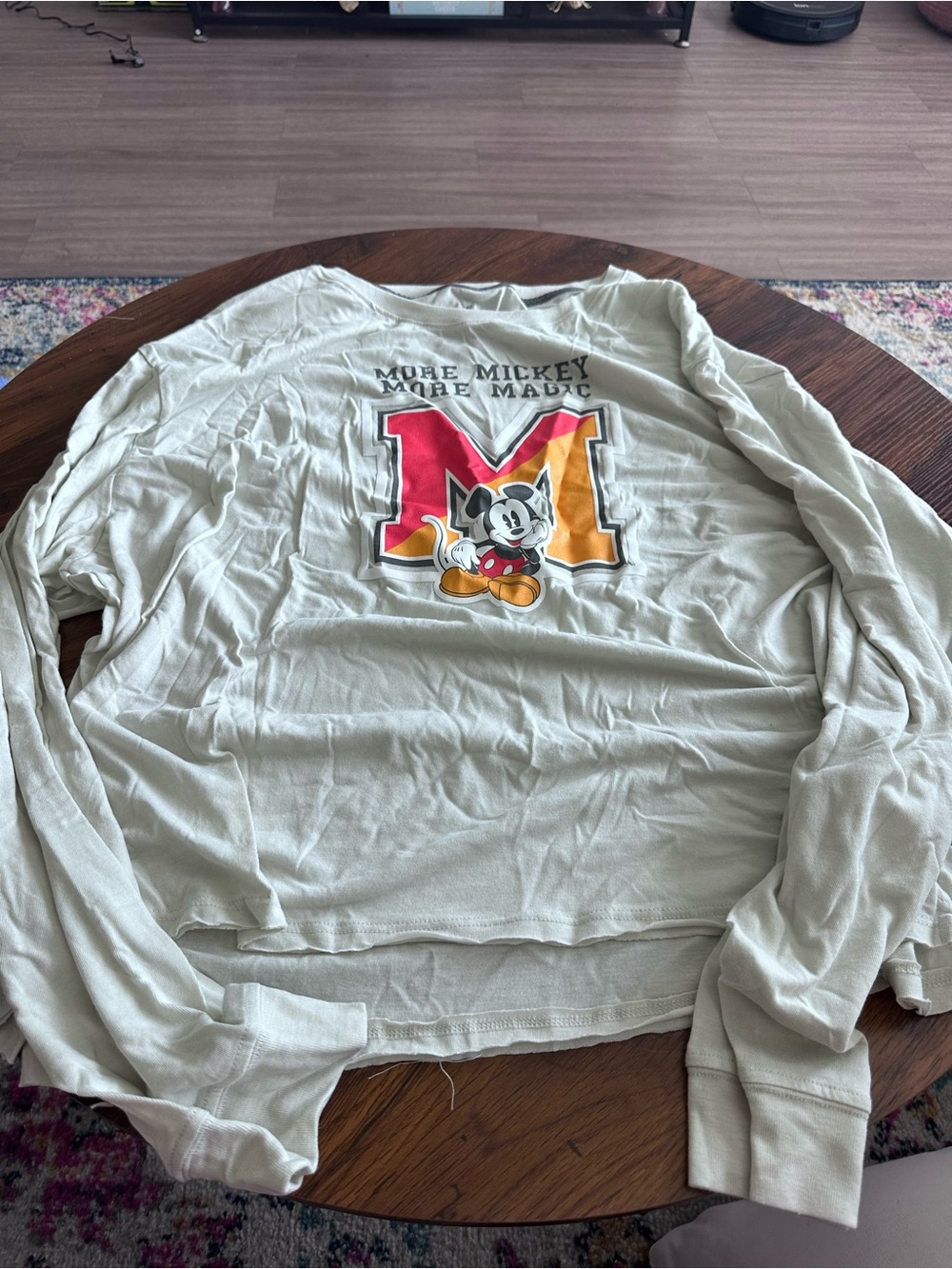 Disney Long Sleeve Tee - Light Green with Red, Yellow, Black Mickey Graphic